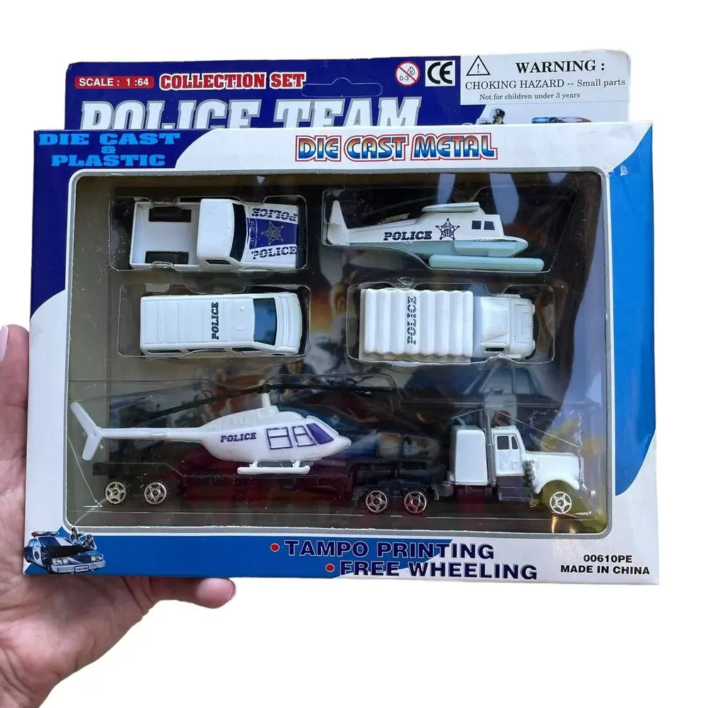 Police Team Die Cast Toy Vehicles 6 Piece Set Metal & Plastic New In Package